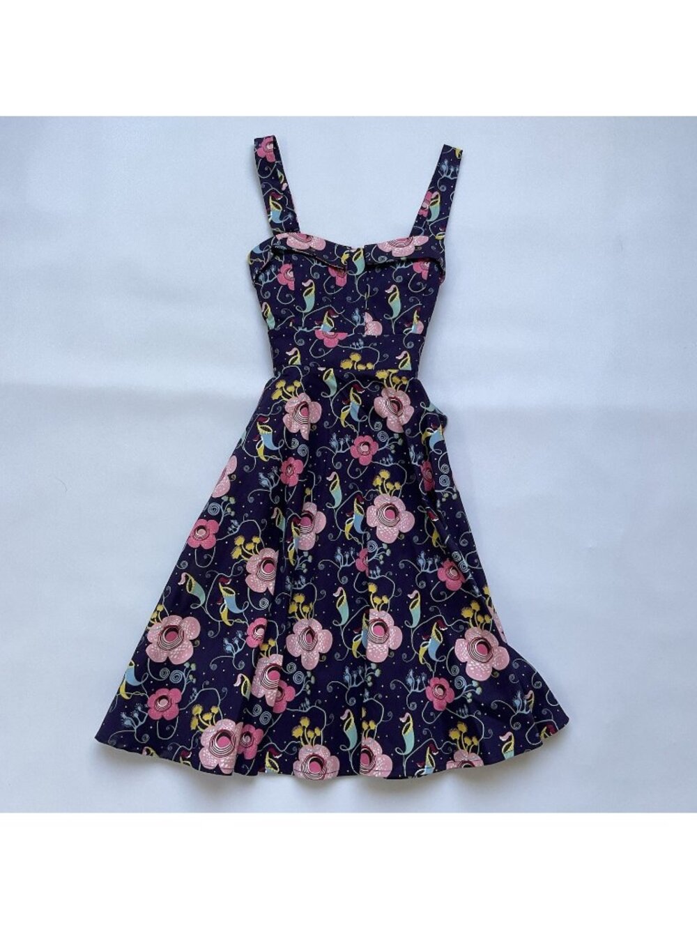 Eva Rose Women’s Floral Mini Dress Fit & Flare In Navy Size S